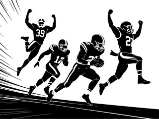 Obraz premium American Football Silhouette and Helmet Vector Bundle