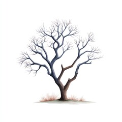 Obraz premium Silent Symphony of Branches: A solitary tree, stripped bare by the passage of time, stands in stark silhouette against a subtly shaded, evoking a sense of quiet beauty.