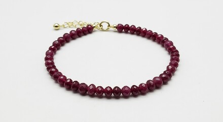 深紅ルビー繊細ブレスレット 上品光沢 輝き放つ. AI Generated