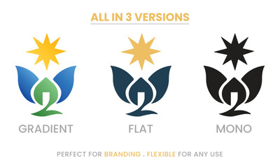 Lotus Star House Logo | Wellness Real Estate Eco Branding | Spiritual Nature Property Symbol