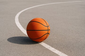 Outdoor Basketball on Concrete Court – Realistic Sports Photography