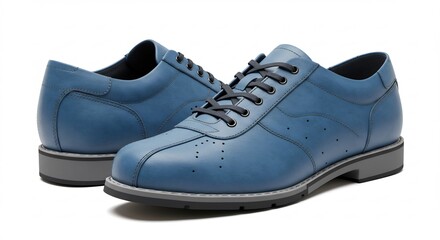 洗練された青革靴 滑らかな質感 上品な光沢 快適な履き心地. AI Generated