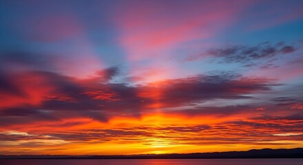 Fototapeta premium Vibrant Sunset Sky over Ocean.
