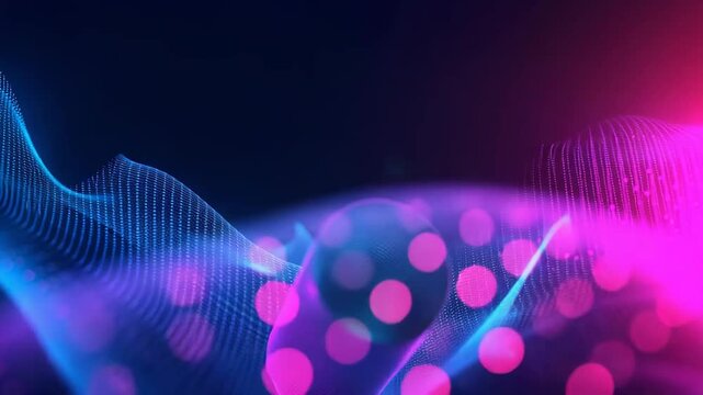 Wireless mouse hovering over vibrant abstract waves of light