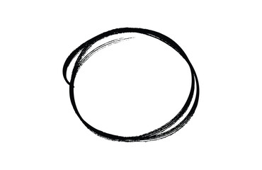 Circle highlight mark on a transparent background. Highlight hand drawing different circles isolated on a background.