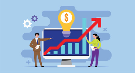 Business Presentation with Growth Charts Background