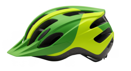 Green and Yellow Bicycle Helmet for Outdoor Activities.