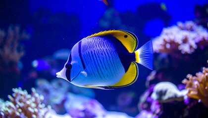 Vibrant reef fish in aquarium