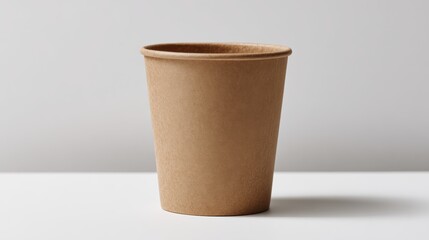 A simple brown paper cup on a minimalist background, perfect for concept designs or eco-friendly themes.