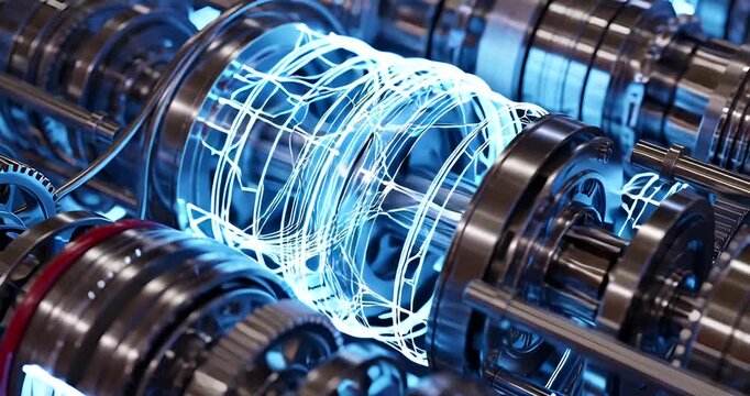 Futuristic engine concept animation showcasing advanced mechanics and technology design