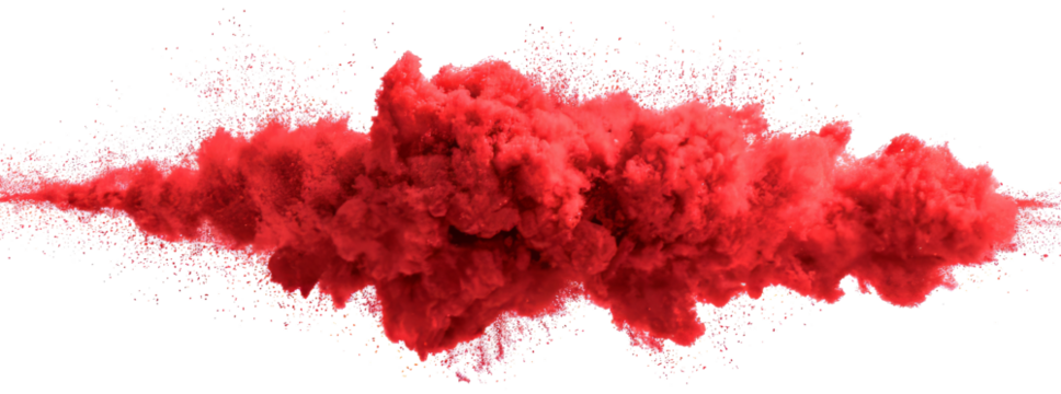 Red Dust Cloud Explosion in White Background Vibrant Dynamic Abstract Art