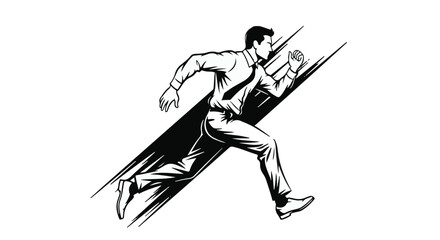 Determined businessman running forward with speed and ambition