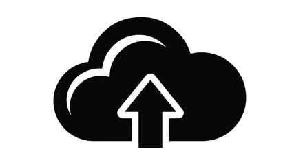 Simple black cloud icon with upward arrow representing data upload or cloud storage