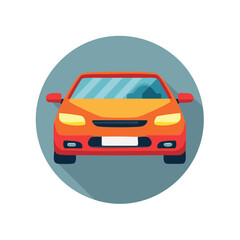 Fototapeta premium Red Car Front View Flat Vector Illustration Auto Vehicle Design Transport for Web Mobile and Print