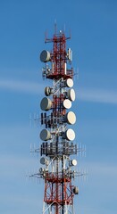 Telecommunication Tower Against Clear Sky.