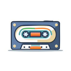 Obraz premium Vivid Cassette Tape Illustration Retro Audio Recording Technology Music Device, Blue