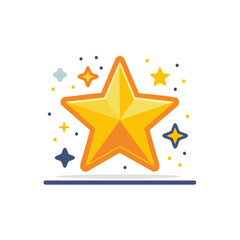 Illustration of a gold star with smaller stars and dots, celebration concept