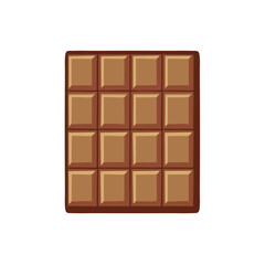 Fototapeta premium Illustrative chocolate bar with sixteen squares, brown color and delicious taste, isolated view