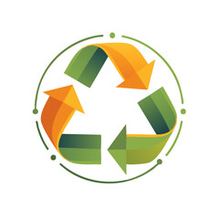 Obraz premium Green and orange recycling arrows symbolizing environmental sustainability and circular economy