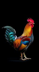Fototapeta premium Colorful Rooster Portrait in Studio Lighting.