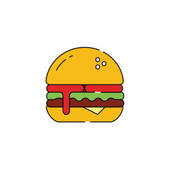 Icon Food Burger in Flat Style Vector Isolated Design