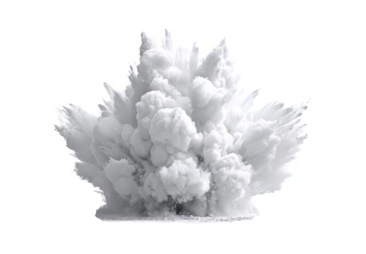 Large White Cloud Explosion with Dense Smoke and Vapor in Bright Studio Setting