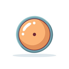 Fototapeta premium Cartoon style orange circular element with blue rim shiny surface and central dot illustration