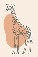 Elegant Line Art Giraffe Illustration - Minimalist Animal Design