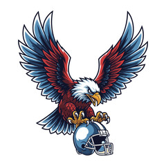 Obraz premium Illustration of a Powerful Eagle with a Football Helmet, Ready for Action and Victory