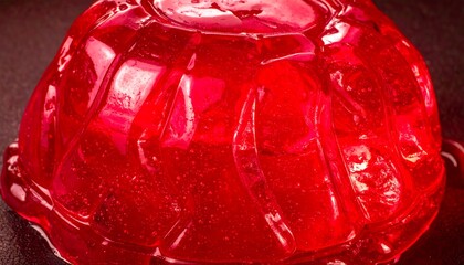 Close-up of a vibrant red jelly dessert