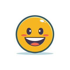 Fototapeta premium Cute Smiling Yellow Emoji with Blush and Cartoon Style Aesthetics for Online Communication