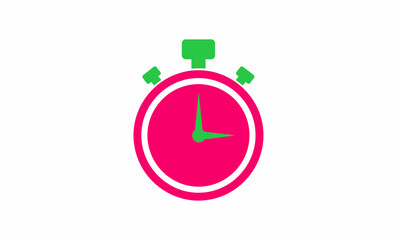 Vibrant Pink and Green Stopwatch Icon with Detailed Design and Features.