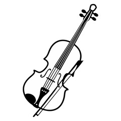 Obraz premium Elegant Black and White Violin Illustration: Musical Instrument Design, Classical Music Theme