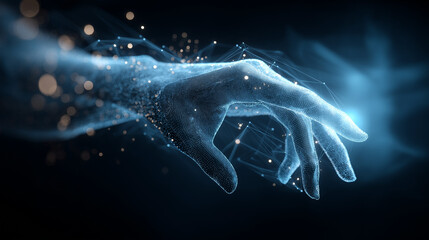 Big Data & Female Hand Touching AI