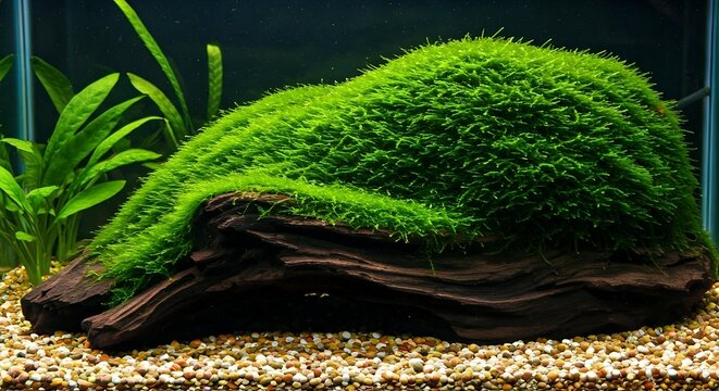 Moss-Covered Wood in Aquarium: Natural Aquatic Decoration