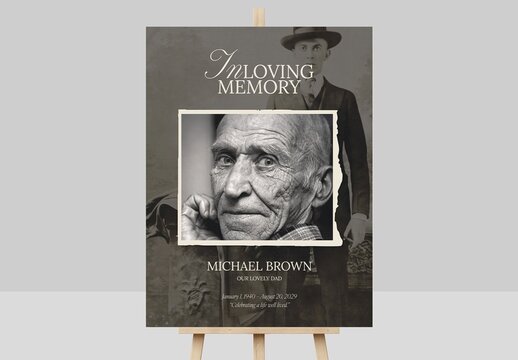 Funeral Welcome Sign Template in Rustic Vintage Style