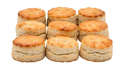 Fototapeta premium Nine biscuits arranged in a group isolated on transparent background