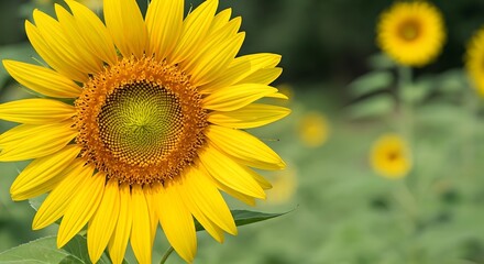 Fototapeta premium Vibrant Sunflower Close-Up in a Field of Blooms