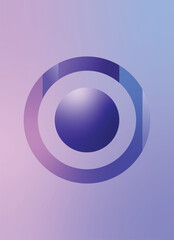 Modern Gradient Circle with 3D Sphere and Geometric Rings