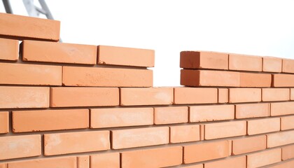 Fototapeta premium Orange brick wall under construction