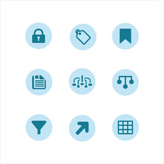 Blue web icons set for website and app design