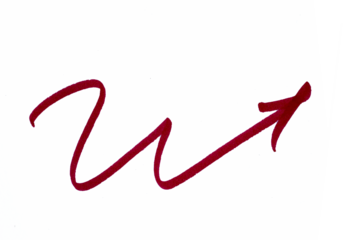 hand drawn red arrow icon, brush stroke effect isolated on transparent background