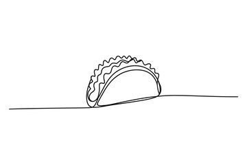 Minimal Line Drawing of Taco – Mexican Food Vector Illustration