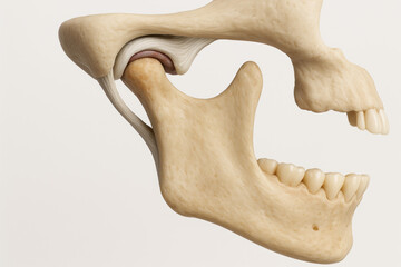 Human Jaw Anatomy Illustration: Temporomandibular Joint (TMJ), Realistic Medical Rendering