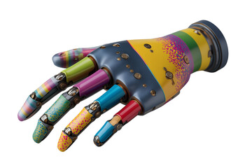Colorful Robotic Hand: Futuristic Prosthetic Device in Advanced Robotics and Biomechanical Engineering