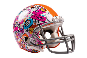 Colorful Football Helmet with Graffiti Art: Unique Modern Sports Fashion Accessory