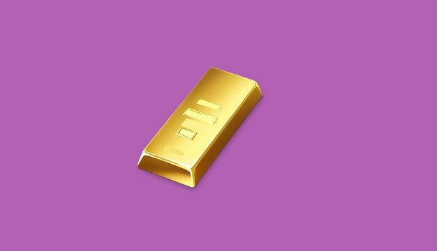Premium value: Isolated gold bar on deep purple, symbolizing power, prestige, and high status.
