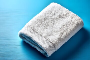 Washcloth folded tidy on a spotless spot perfect for hygiene or personal care ads.
