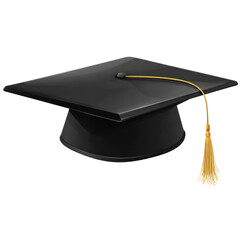 Black graduation cap with golden tassel academic achievement, Isolated On Png Transparent Background