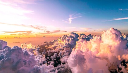 Aerial view of clouds at sunset